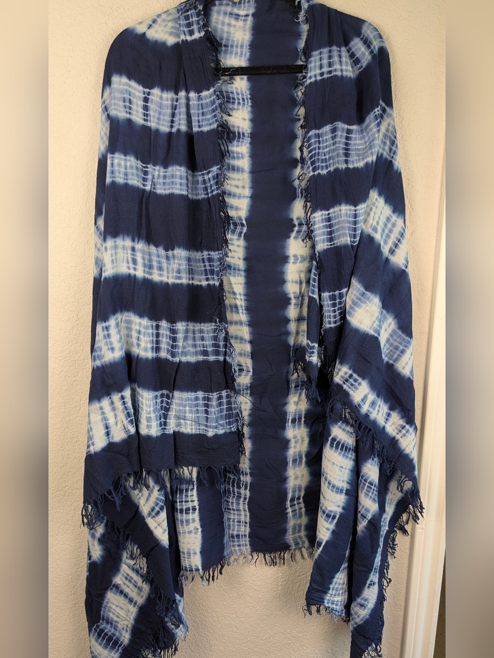 Scarf - Soft Blue Tie-Dye Fabric 68" x 48"  Excellent Condition